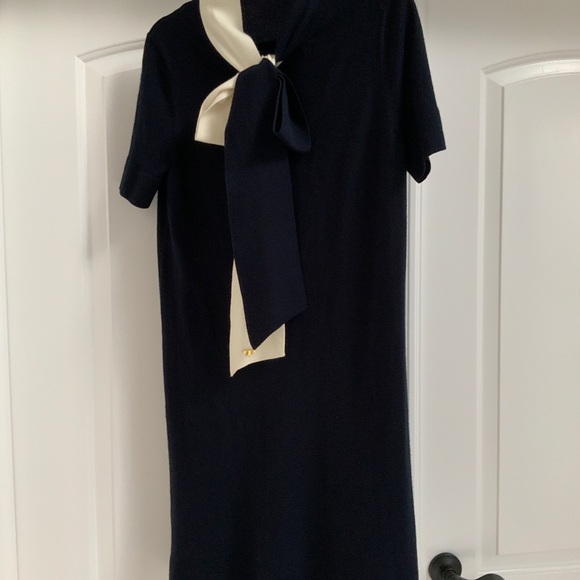 Tory Burch Blue and White Sheath Mini Dress Crew Neck Short Sleeve - Picture 7 of 10